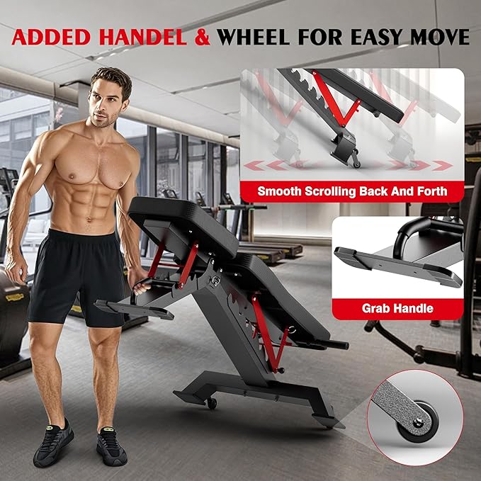 Weight Benches for Home Gym - Adjustable Workout Bench Press 1300lb Capacity Heavy Duty for Exercises Incline Flat Decline Sit-Ups