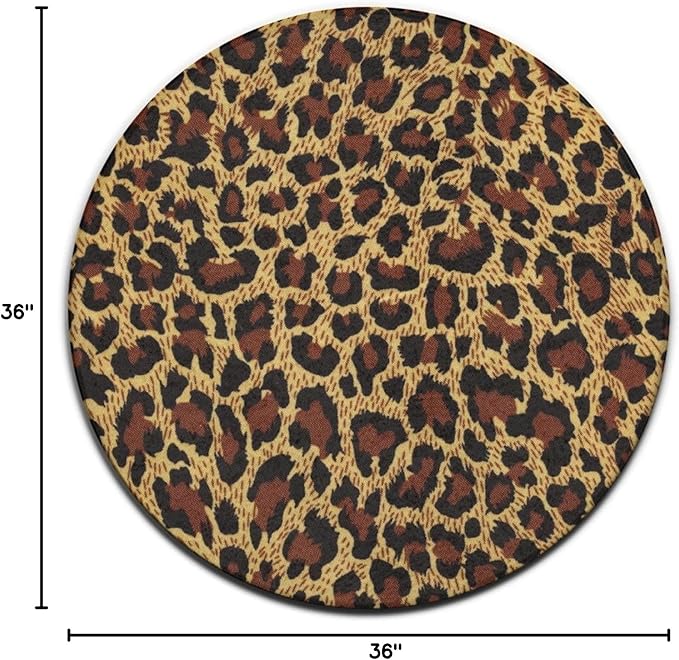 Large Home Decor Mat, Soft Round Yoga Carpet, Non-Slip Machine Washable Kitchen Office Circle Rug Compatible with Leopard Cheetah Print