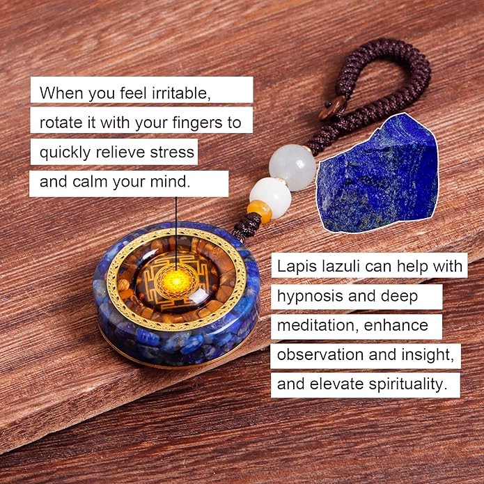 Day Day Up Orgonite Necklace - Sri Yantra Rotatable Pendant For Anti Stress Anxiety & Meditation - Malachite And Tiger Stone For Spiritual Healing & Positive Energy