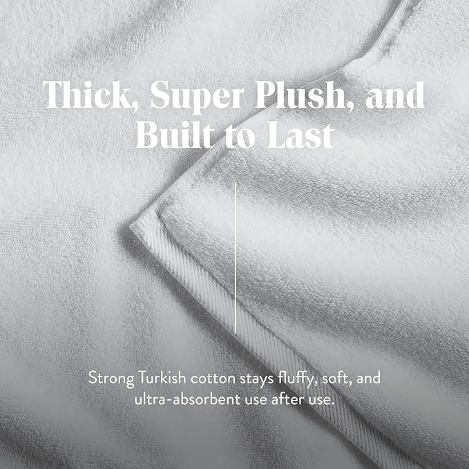 Brooklinen Super-Plush Turkish Cotton Hand Towels Set of 2 Cotton, 820 GSM, Highly Absorbent, Machine Washable, Perfect for Home & Bathroom (20"x30", White)