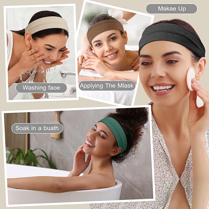 16Pcs Headbands for Women - Multicolor Absorb Sweat Non Slip Absorb Sweat Sports Hair Bands( Soft Cotton Cloth Stretchy Headbands )(Suitable for Fitness Yoga Outdoor Exercise )