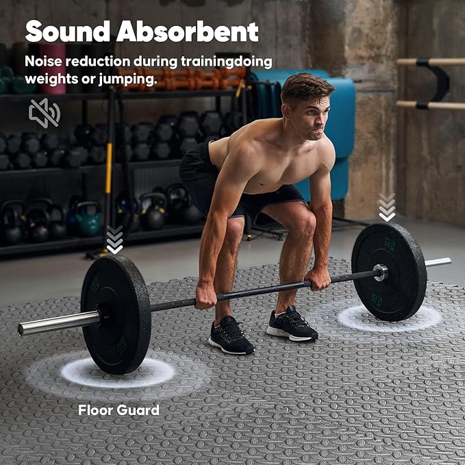 Home Gym Mat, Puzzle Exercise Mat, EVA Interlocking Foam Floor Tiles for Home Workout Equipment and Kids' Play Areas -, 24 in x 24 in x ½ in, Grey 36 Tiles