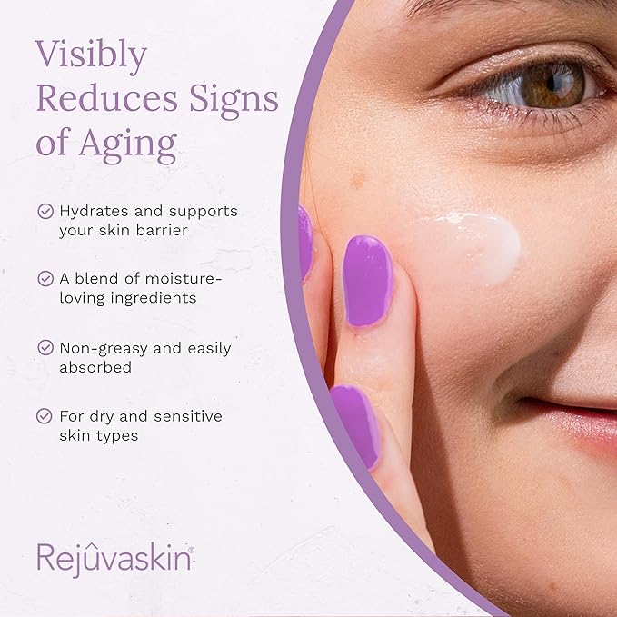 Rejuvaskin Facial Moisturizer With Revita-D Complex, Daily Face Moisturizer for Dry Skin, Reduces Wrinkles, Non-Greasy Hydrating Cream for Men & Women, Paraben-Free, 1.7 oz