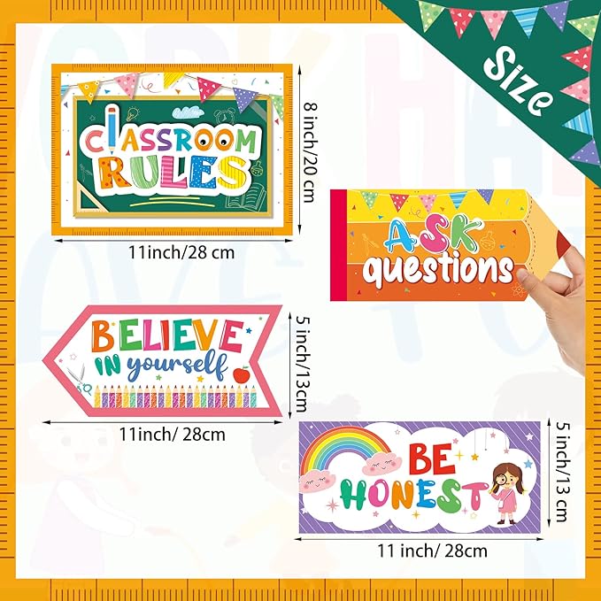 Epakh 20 Pieces Party Decorations Welcome Sign Decorations Sign for Birthday Baby Shower Party Supplies(Classroom Rules)