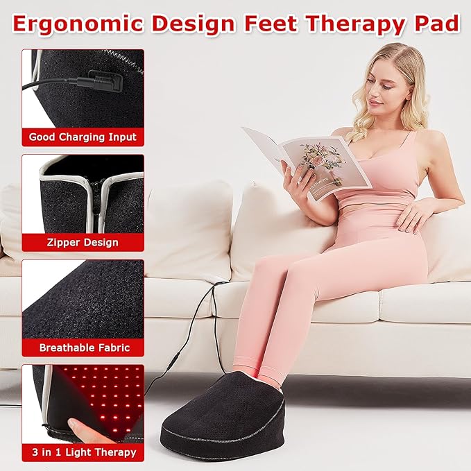 AOBOCO Infrared & Red Light Therapy Slippers - 240PCS LED Foot Pain Relief Deeper Therapy Device for Heel Toe Feet Instep as Present for Men & Women Home Use