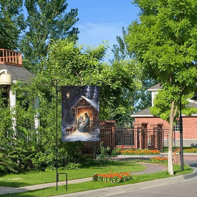 Jesus Garden Flag 12x18 In Double Sided Yard Flags Lawn Sign Decor No Flagstand