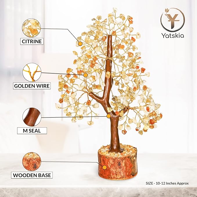 YATSKIA Citrine Crystal Tree of Life - Gemstone Tree - Citrine Crystal Stone Decor - Good Luck Gifts - Home Decor - Crystals Gifts