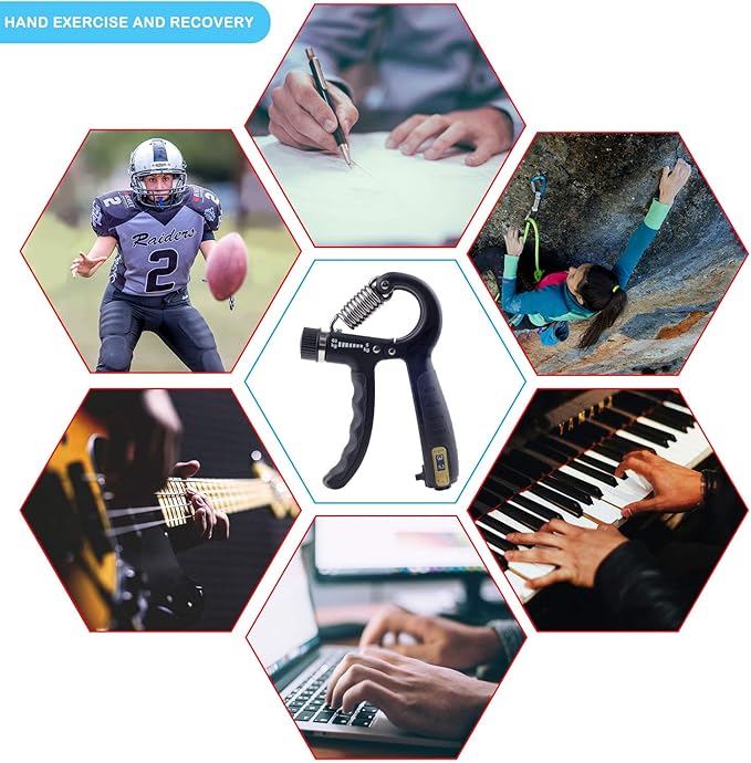 KAILIMENG Gripper - Hand Grip Strengthener with Counter, Adjustable Resistance from 11-132 LB (5-60 KG), Strength Training for Fingers, Metal Black
