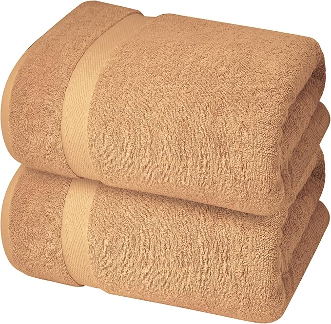 Infinitee Xclusives– Luxury Bath Sheets Towels – 2 Pack 600 GSM (35X70 Inches)– 100% Ring Spun Cotton Large Bath Towels for Bathroom (Cosmic Sand, Bath Sheet Pack of 2)