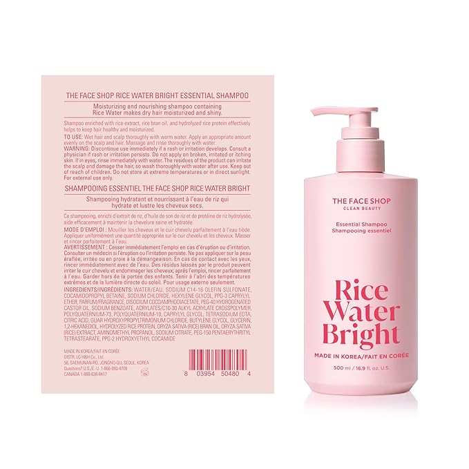 THE FACE SHOP Rice Water Bright Essential Treatment, Rice Protein Conditioner with Shea Butter for Dryness, Anti-Hair Loss, Korean Treatment for Breakage & Split Ends, Breakage Control, Sulfate Free