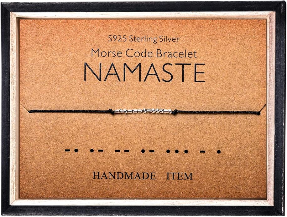 KGBNCIE Morse Code Bracelet for Women Sterling Silver Beads on Silk Cord Secret Message Fuck Friendship Inspirational Encouragement Bracelet Gift for Her