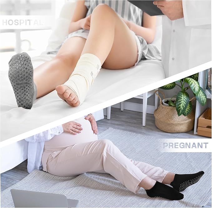 Muezna 6 Pairs Pilates Grip Socks for Women, Non Slip Yoga Socks with Grips, Grippy Socks for Barre, and Hospital
