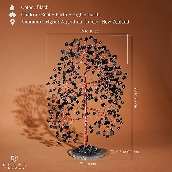 Crystal Trees for Home and Office Decoration, Blask Obsidian Chakra Healing Crystals Feng Shui Handmade Trees for Positive Energy, Money, Good Luck, Christmas Decor, Birthday Gifts for Women, Mom