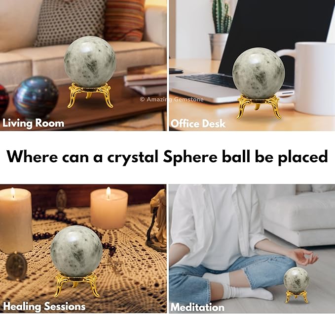 Amazing Gemstone Hackmanite Crystal Ball with Stand - 2 Inches Crystal Sphere Meditation Balls for Witchcraft and Decorative Balls
