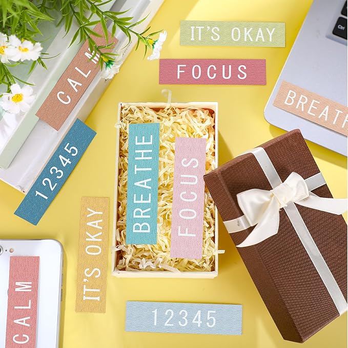 Crtiin 50 Pieces Anxiety Sensory Stickers for Anxiety Relief Items Mental Health Stickers Fidget Textured Strips for Office Classroom Desk Relieve Adult Stress(Casual Style)