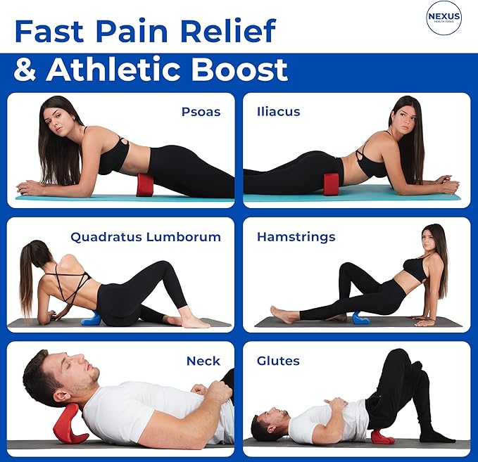 Core Nexus - Rotating Psoas & Iliacus Release Tool | Hip Flexor Mobility | All-in-One Lower Back, Sciatica & Hip Pain Relief | Muscle Recovery | Performance Enhancement | Deep Tissue Massage | Red