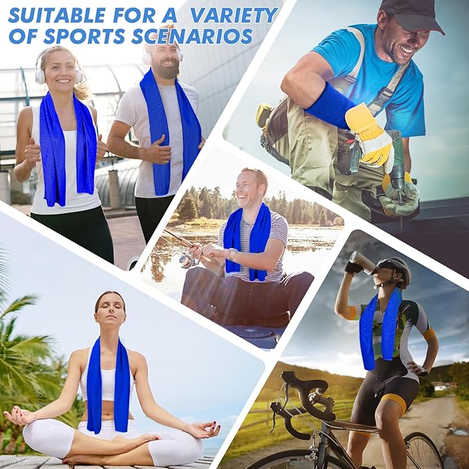 6 Pack Cooling Towels (47"x12") for Neck and Face, Ice Towel for Hot Weather, Soft Breathable Chilly Gym Towels, Microfiber Towel for Work Out, Yoga, Running, Camping & More Activities