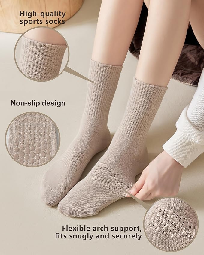 3 Pairs Pilates Socks with Grips for Women Non Slip Grip Socks for Yoga Barre Hospital Workout