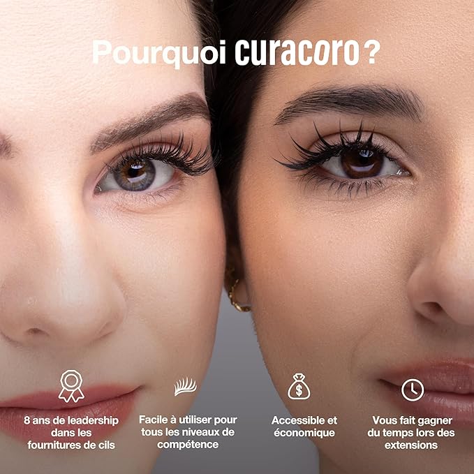 Curacoro LashFolio Narrow Promade Fans, Handmade Volume Eyelashes, 5D~10D, C CC D Curl, Thickness 0.03~0.07mm, 8-15mm Length, Professional Long-Lasting Promade Lash Fans (10D-0.03 C, 12mm)