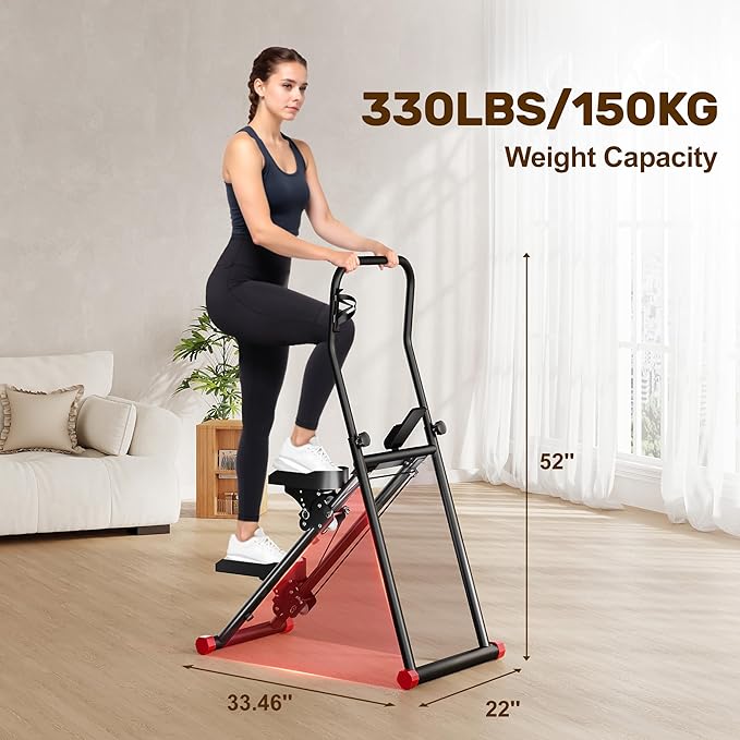 Stair Stepper for Home Gym Exercise, Compact Folding Cardio Exercise Climber for Full-Body Workout, Vertical Climber Machine, Extended Step Range