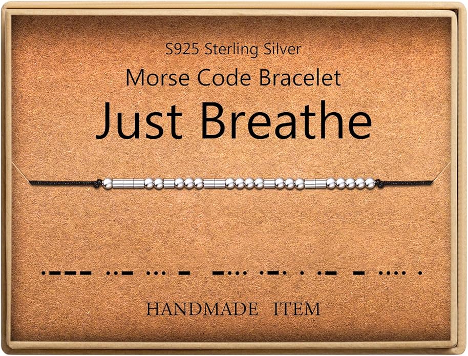 KGBNCIE Morse Code Bracelet for Women Sterling Silver Beads on Silk Cord Secret Message Fuck Friendship Inspirational Encouragement Bracelet Gift for Her