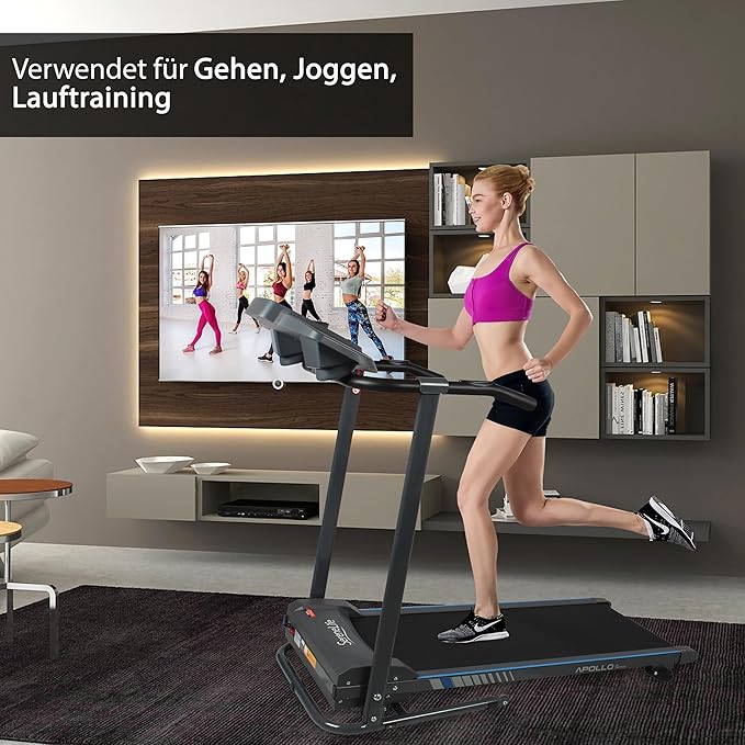 SereneLife Electric Folding Treadmill Exercise Machine - Smart Compact Digital Fitness Treadmill Workout Trainer w/Bluetooth App Sync, Manual Incline Adjustment, for Walking, Running, Gym