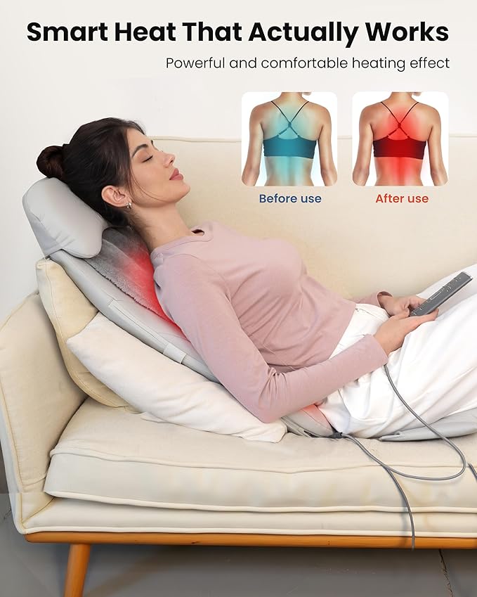 COMFIER Back Massager with Heat,2D/3D Shiatu Massage Seat Cushion,2 Auto Massage Modes,Full Back Massager with Vibration,Deep Tissue Kneading Chair Pad for Lower Waist,Gift for Men,Women