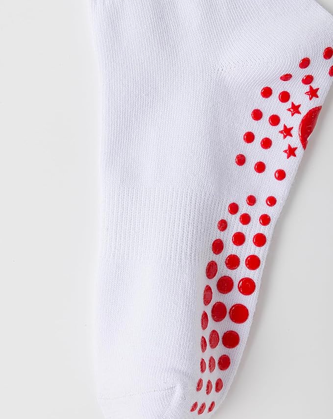 Yawlsow Pilates Grip Socks for Women Yoga Grippy Socks Cute Barre Non Skid Athletic Crew Sticky Sock Workout Hospital