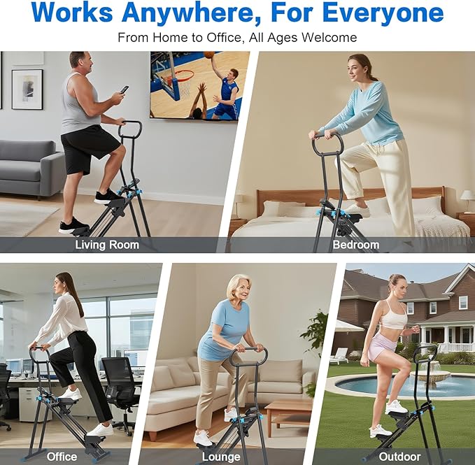 Stair Stepper for Home Gym,Folding Vertical Climber Cardio Exercise Machine,Stair Climber for Full Body Workout with Adjustable Handlebar for Women & Men