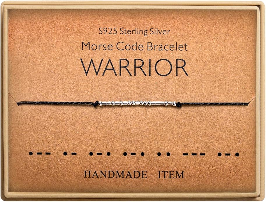 KGBNCIE Morse Code Bracelet for Women Sterling Silver Beads on Silk Cord Secret Message Fuck Friendship Inspirational Encouragement Bracelet Gift for Her