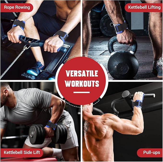 Weight Lifting Wrist Strap, Double Layer Leather Wrist Strap for Deadlift and Powerlifting, Adjustable Neoprene Padded Gym Workout Lifting Hooks (Pair)