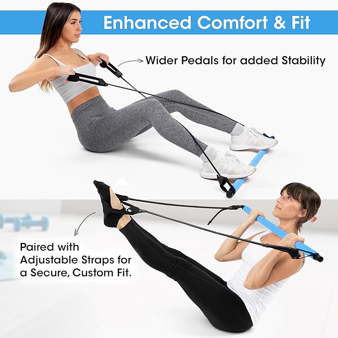 Pilates Bar Kit for Home Workouts | Portable Home Pilates Kit Set for Women & Men | Workout Bar for Legs, Hip, Waist and Arm | Includes Pilates Socks, 30-Day Challenge & Meal Plan