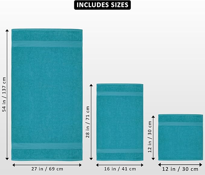 Utopia Towels 8 Piece Premium Towel Set, 2 Bath, 2 Hand, and 4 Wash Cloths, 600 GSM 100% Ring Spun Cotton, Highly Absorbent Towels for Bathroom, Gym, Hotel, and Spa, Teal
