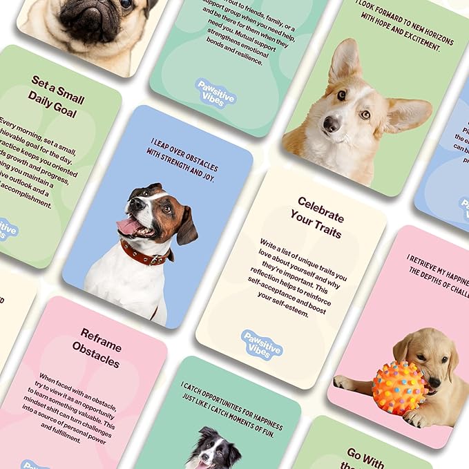 Daily Motivational and Inspirational Cards for Dog Lovers | Uplifting Positive Affirmations & Proven Techniques for Stress & Anxiety Relief | Dog Mom Gift for Women | Self Care Gifts for Women, Friend
