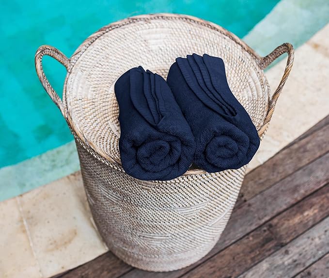 Utopia Towels 24 Pack Cotton Washcloths Set - 100% Ring Spun Cotton, Premium Quality Flannel Face Cloths, Highly Absorbent and Soft Feel Fingertip Towels (Navy)