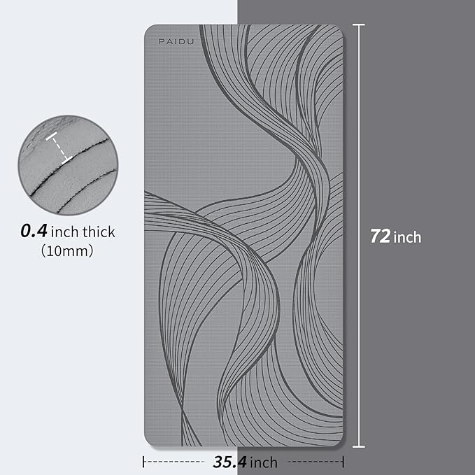 Large Yoga Mat-72’x36’x0.4’ Extra Width & Thick,Comfortable,Non-Slip Exercise Mat-Works Great on All Floor for Stretching,Yoga Studio,Gym or Home Workouts