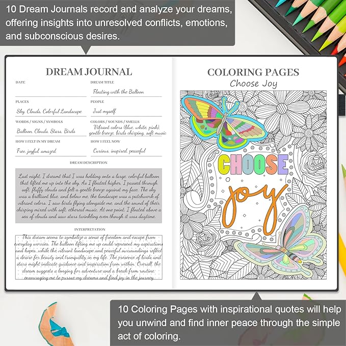 Mental Health Journal, 91-Day Self Care Journaling, Guided Anxiety & Stress Relief Journaling with Mood Tracker, Cognitive Behavioral Therapy Journaling with Mental Health Coloring Pages & Dream Journal