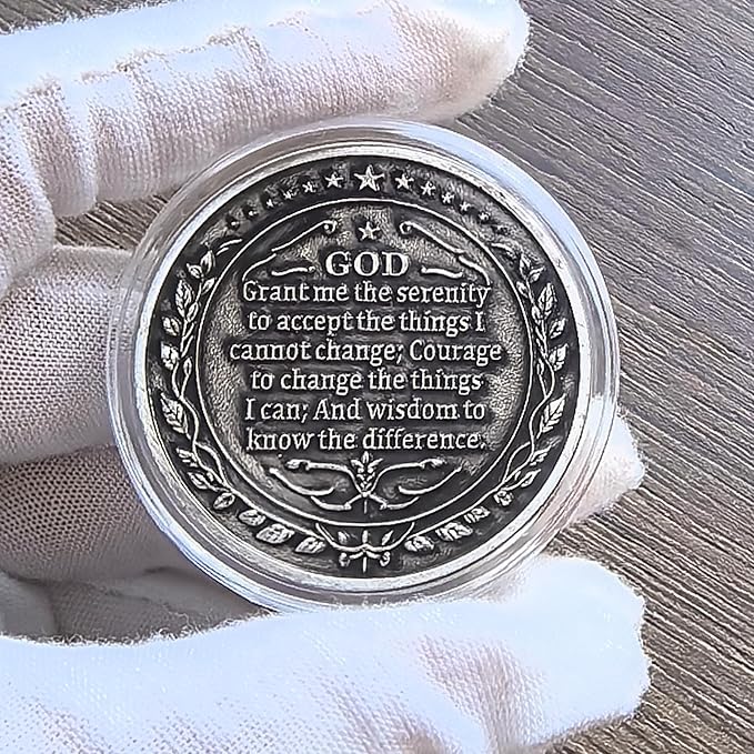Serenity Peace Within The Storm Sobriety Chip AA Medallion with Serenity Prayer Perfect for AA Recovery and Motivation (Single Coin)