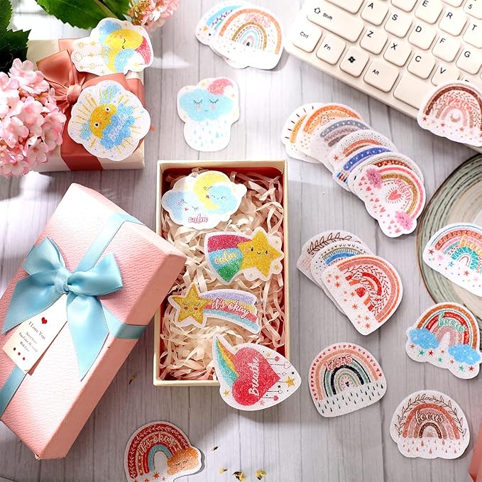 Crtiin 50 Pieces Anxiety Sensory Stickers for Anxiety Relief Items Mental Health Stickers Fidget Textured Strips for Office Classroom Desk Relieve Adult Stress