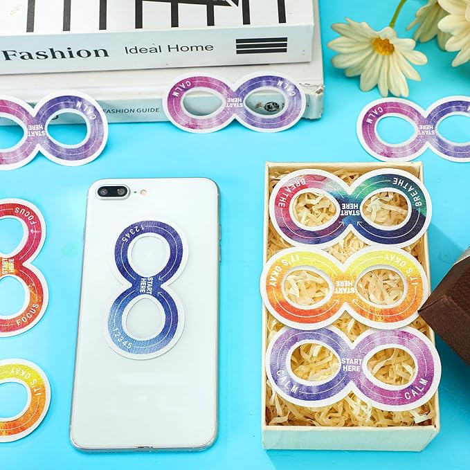 Crtiin 50 Pieces Anxiety Sensory Stickers for Anxiety Relief Items Mental Health Stickers Fidget Textured Strips for Office Classroom Desk Relieve Adult Stress(Minimalist Style)