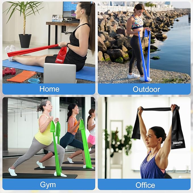 Exercise Bands Resistance Bands for Working Out, Workout Bands with Different Strengths, Elastic Band for Exercise, Physical Therapy Equipment, for Yoga, Strength Training, Pilates, Stretching