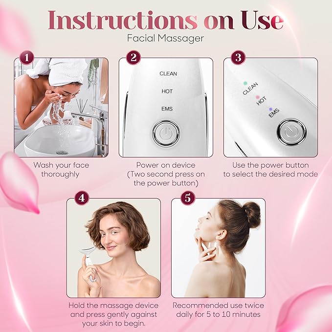 KLY Beauty 7-in-1 Beauty Facial Massager for Face and Neck – Thermal & Vibrating Facial Tool for Wrinkle Reduction, Skin Firming, Skin Lifting and Skin toning| With Retinol Collagen Creme