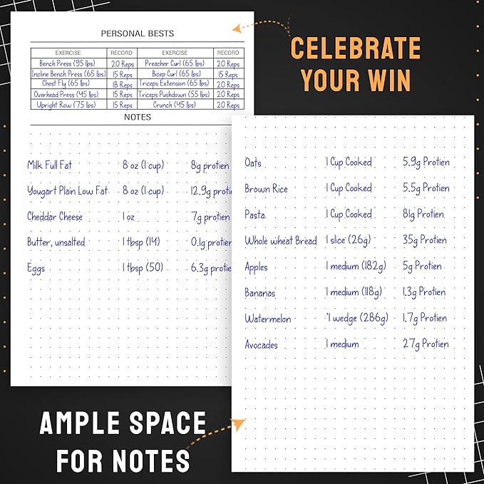 Nextnoid Hardcover Fitness & Food Journal - Nutrition & Workout Planner for Men & Women - A5(5.7" x 8.3") Sturdy Workout Log Book to Track Diet, Gym & Home Workouts