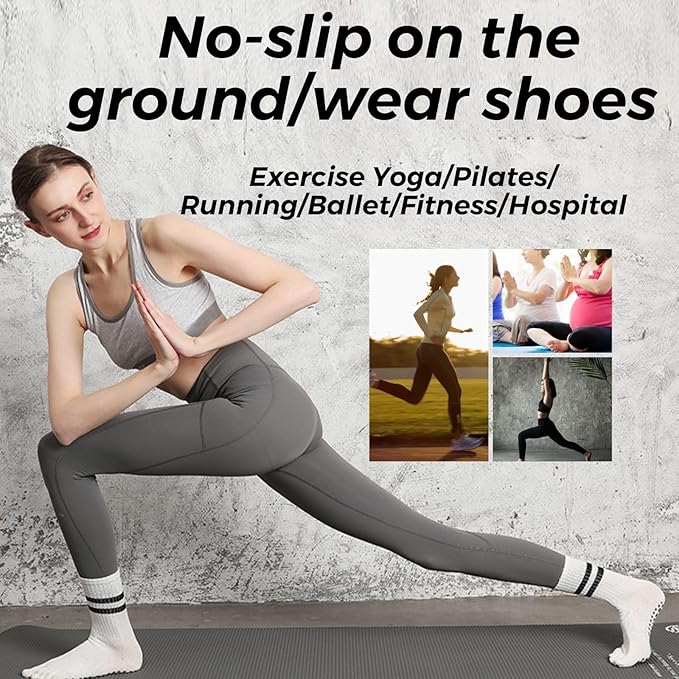 3/6 Pairs Cute Pilates Socks with Grips,Yoga Socks Barre Sock Non Slip Embroidery for Barre Ballet Barefoot Workout