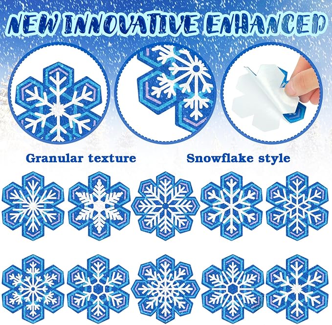 Crtiin 50 Pieces Anxiety Sensory Stickers for Anxiety Relief Items Mental Health Stickers Fidget Textured Strips for Office Classroom Desk Relieve Adult Stress(Snowflake)