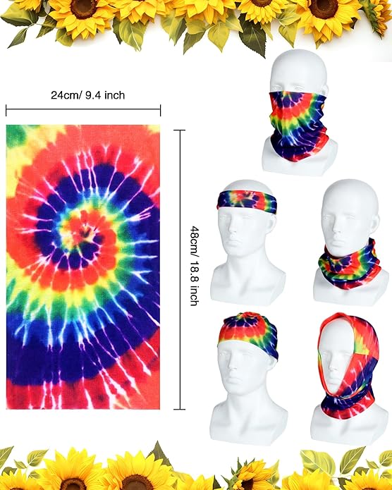 Frienda Hippie Costume Set, Hippie Sunglasses, Peace Sign Necklace and Tie Dye Headband for 60s 70s Accessories