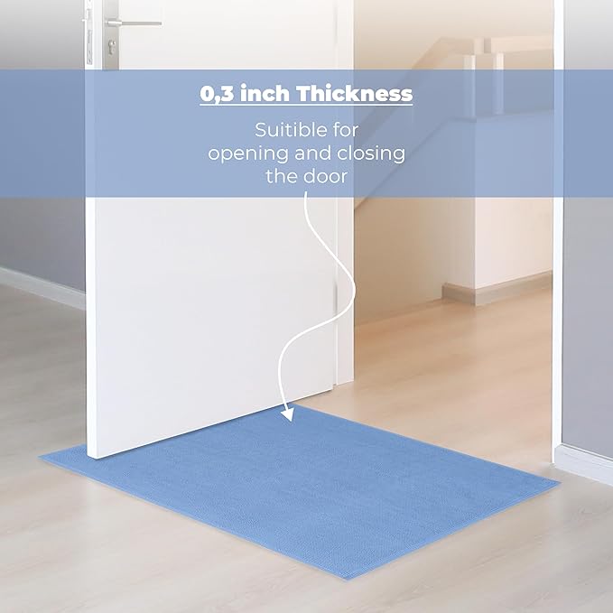Cotton Paradise 100% Cotton Non Slip Bath Mats for Bathroom, 17x24 inch Soft Absorbent Quick Dry Machine Washable Floor Bath Mat, Sky Blue