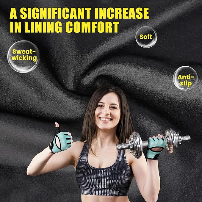 Ventilated Weight Lifting Gloves, Thick Padded Gym Gloves with Full Palm Protection & Grip & Shock Absorption for Women & Men's Fitness Training