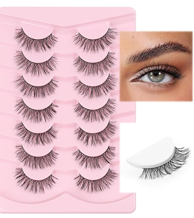 Lashes False Eyelashes Natural Lashes Wispy Eyelashes 13mm Lashes Pack Thin Memory Band Volume Wispy Lashes Soft Strip Lashes C Curl Natural Eyelashes Fake Lashes 7 Pair EVENTILL