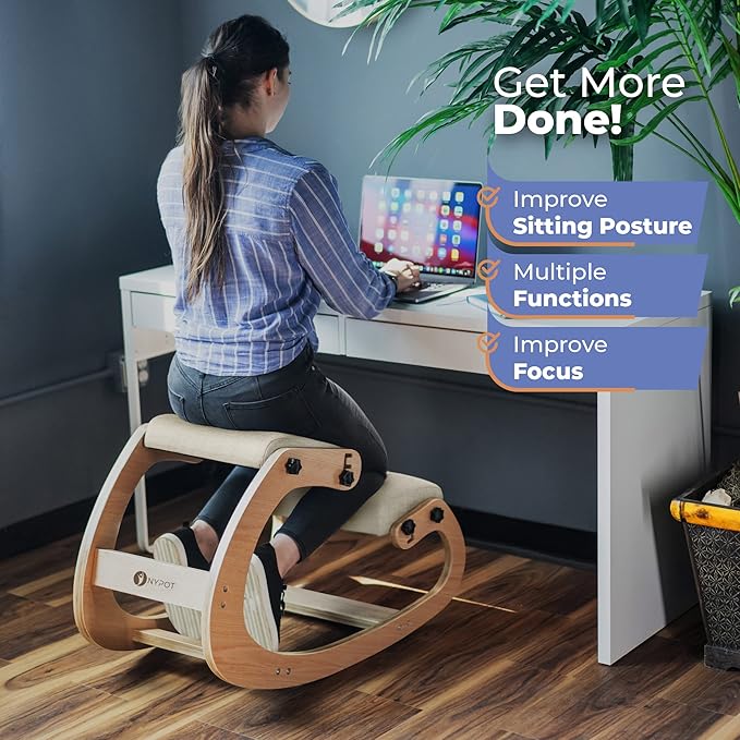 Ergonomic Kneeling Chair with Adjustable Seats - Knee Chair for Posture Correction & Kneel Rocking Stool for Desk - Back Pain Relief and Support for Home and Office - 5 Years Brand Warranty